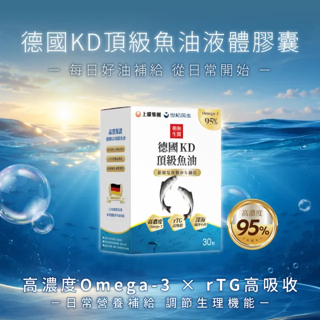 【朝和生醫】德國KD頂級魚油液體膠囊｜95%高濃度、魚油新型態 x4