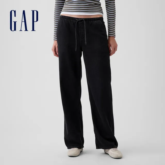 【GAP】UltraSoft低腰90年代寬鬆牛仔褲-黑色水洗(911439)