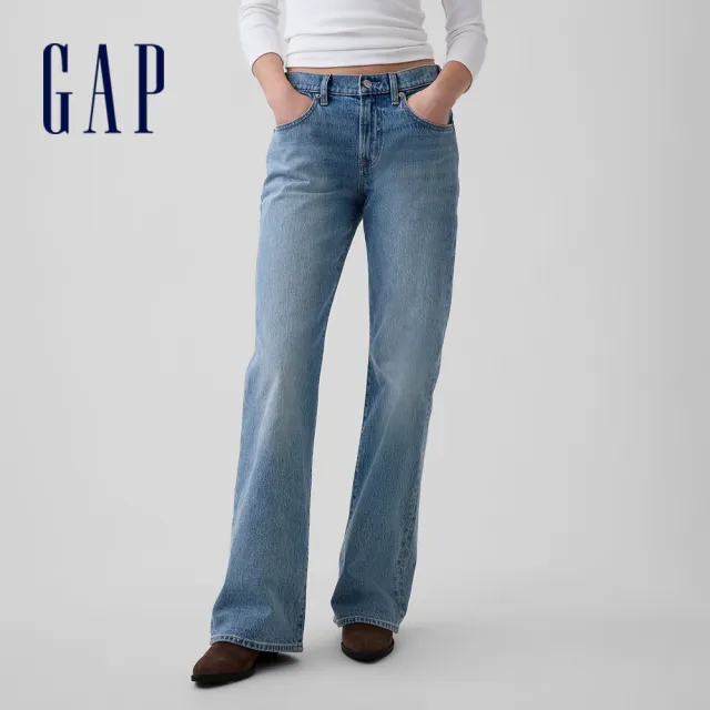 【GAP】中腰休閒喇叭褲-中度水洗(911370)