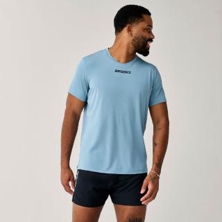 【BROOKS】男短袖上衣 Dash 奔跑涼感短袖上衣 薄霧藍 (211610468)
