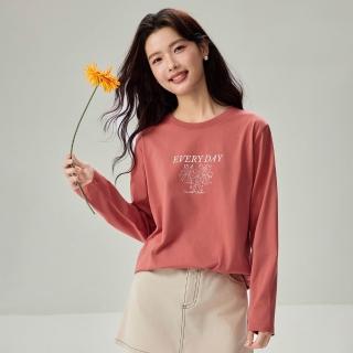 【GIORDANO 佐丹奴】女裝純棉浪漫蝴蝶結印花長袖T恤(多色任選)