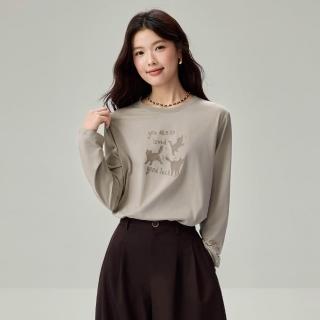 【GIORDANO 佐丹奴】女裝純棉可愛萌寵印花長袖T恤(多色任選)