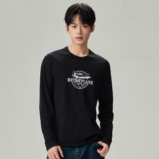 【GIORDANO 佐丹奴】男裝純棉復古交通工具印花長袖T恤(多色任選)