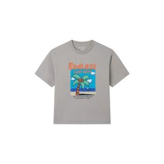 【GIORDANO 佐丹奴】童裝夏日海灘印花短袖T恤(42 羊絨棕)