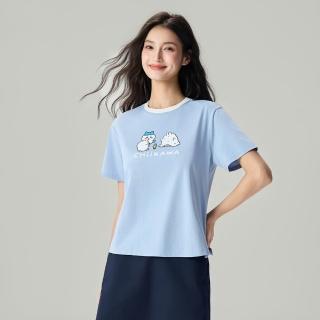 【GIORDANO 佐丹奴】女裝吉伊卡哇印花短袖T恤 CHiiKAWA系列(31 低調藍)