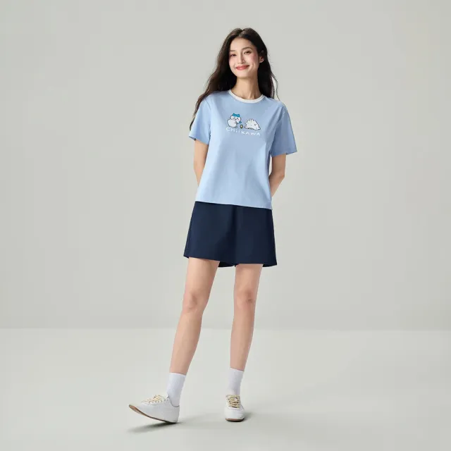 【GIORDANO 佐丹奴】女裝吉伊卡哇印花短袖T恤 CHiiKAWA系列(31 低調藍)