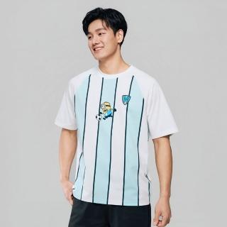 【GIORDANO 佐丹奴】男裝印花短袖T恤 小小兵足球系列(80 浮冰藍 x 皎白)