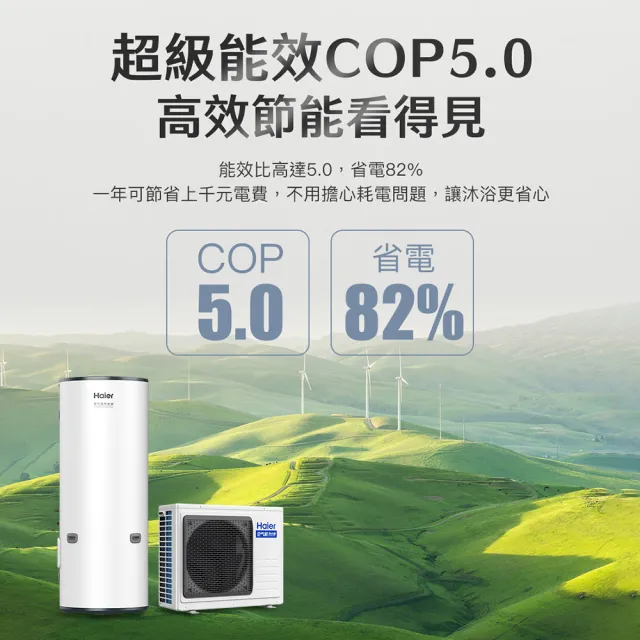 【Haier 海爾】500L R32雙變頻空氣源式熱泵熱水器 WIFI/APP控溫 (HP80W/500TFE7 不含基本安裝)