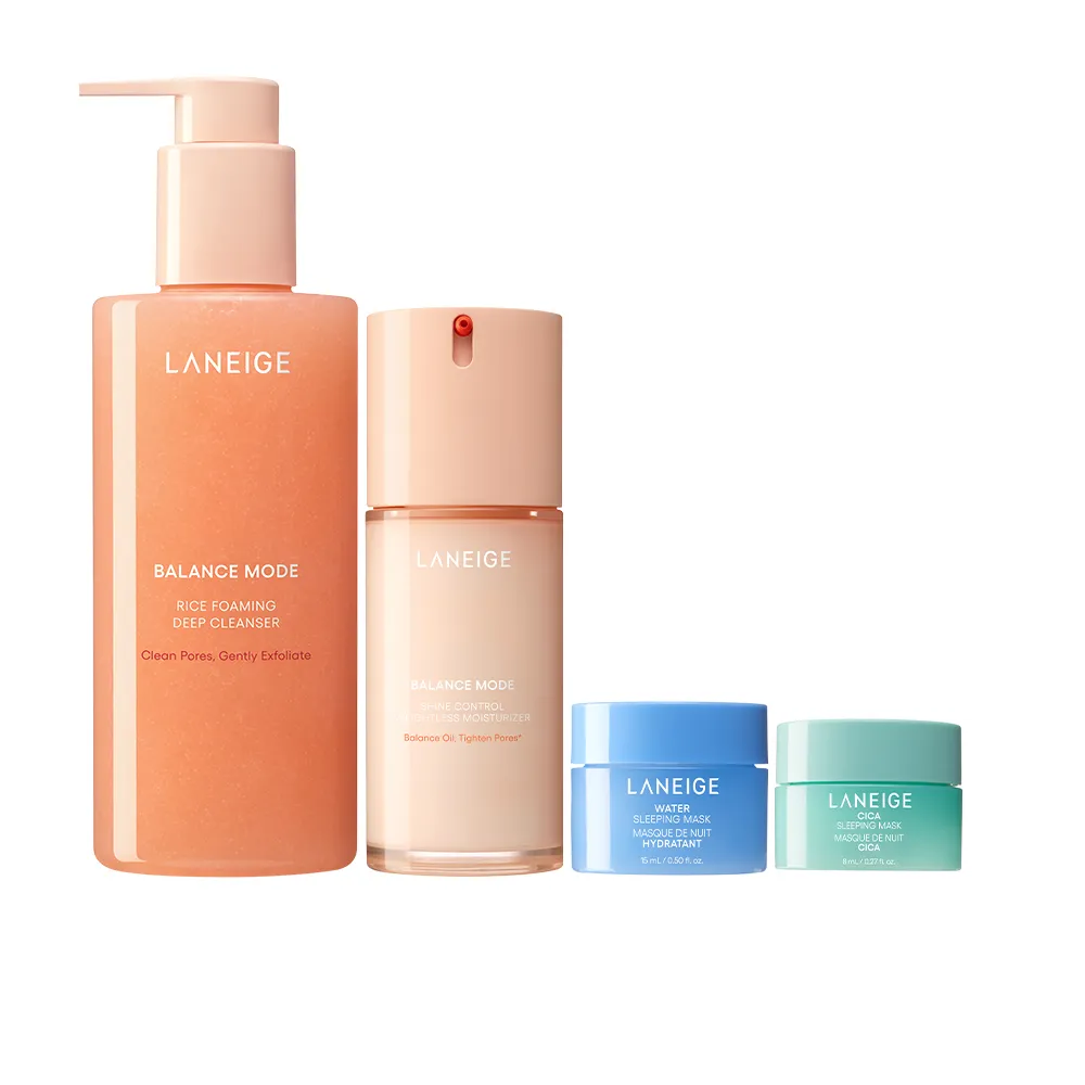 【LANEIGE 蘭芝】官方直營 米活萃穩膚洗護組(蘭芝 臉部保養 潔顏凝膠 乳液 洗面乳 )