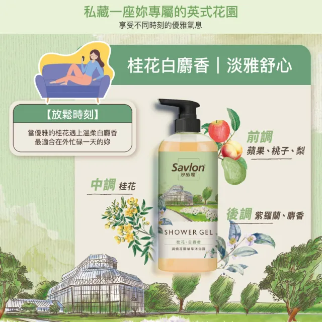 【Savlon 沙威隆】英倫花園植萃沐浴露 700ml-3入組(沐浴/沐浴露/身體清潔/官方直營)