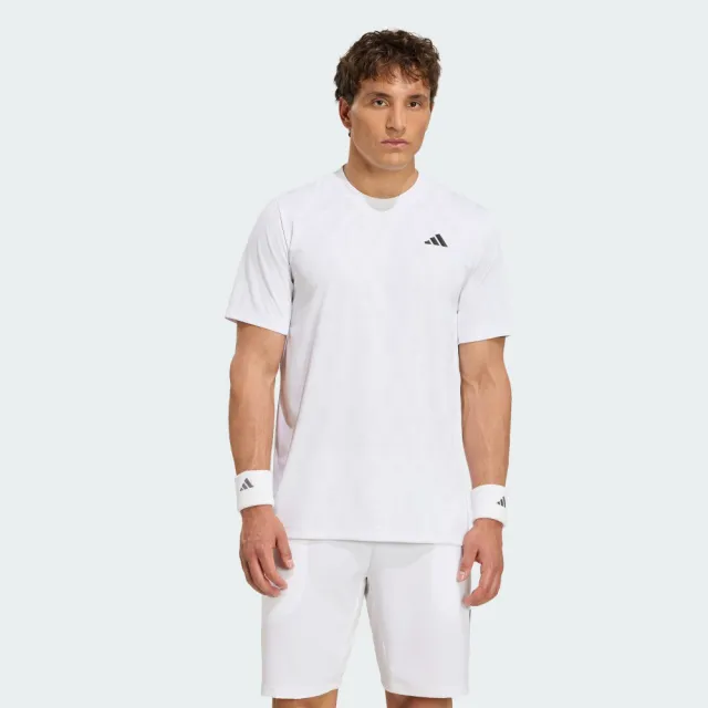 【adidas 愛迪達】短袖上衣 男 訓練 慢跑 吸濕排汗 亞規 CLUB GRAPH TEE 白 KS8271
