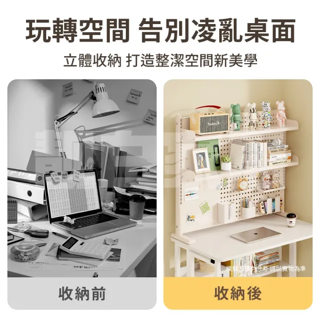 【靚白家居】全碳鋼 洞洞板桌上書架置物架螢幕收納架(寬80 x 高83 x 深 24公分)