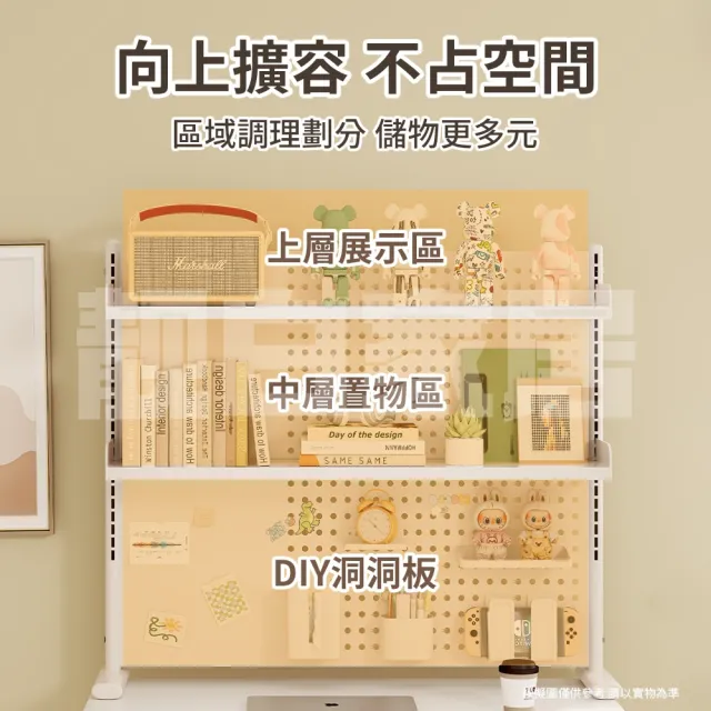 【靚白家居】全碳鋼 洞洞板桌上書架 120CM 螢幕收納架 (寬120 x 高83 x 深 24公分)
