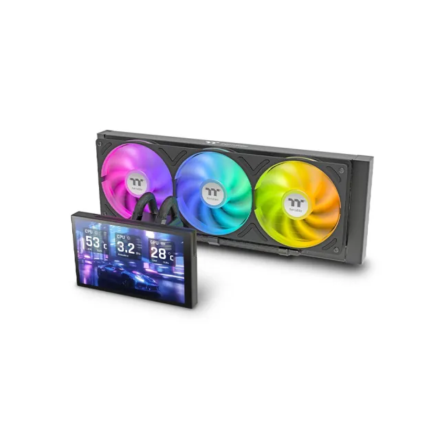 【Thermaltake 曜越】ST360 Ultra ARGB Sync一體式水冷散熱器 7吋LCD液晶螢幕 直橫擺放側出水管設計2500RPM