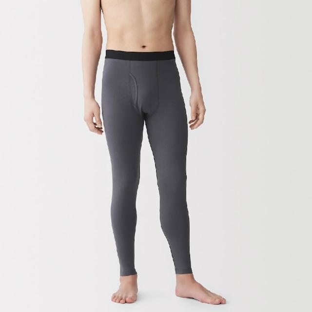 【MUJI 無印良品】男棉保暖全長緊身褲(深灰/黑色)