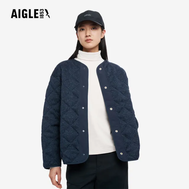 【AIGLE】女 刷毛保暖外套｜AG-5A228A057 深藍(女外套 保暖外套 刷毛外套 刷毛衣 鋪棉外套)