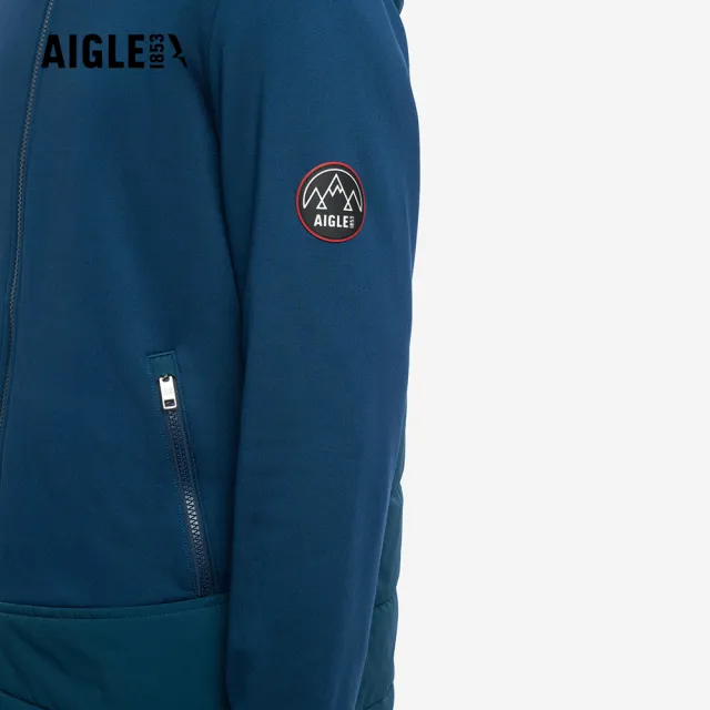 【AIGLE】男 POLARTEC 彈性刷毛外套｜AG-5A301A067 土耳其藍 (男外套 保暖外套 刷毛外套 滑雪 彈性外套)