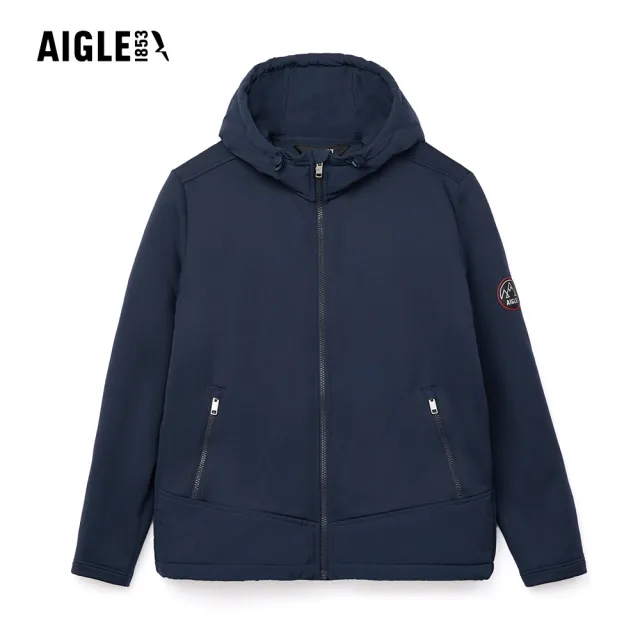【AIGLE】男 POLARTEC 彈性刷毛外套｜AG-5A301A057 深藍 (男外套 保暖外套 刷毛外套 滑雪 彈性外套)