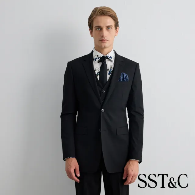 【SST&C】男款_黑色素面窄版真絲領帶81126926001(限時85折)