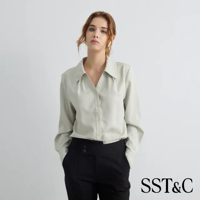 【SST&C】女裝_淺綠色V領女士長袖上著82126906015(限時85折)