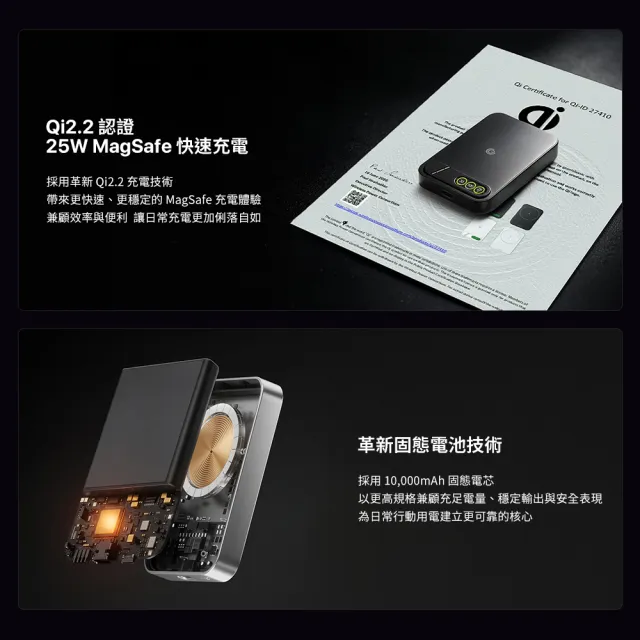 【grantclassic】穩如鈦山Pro 25W固態行動電源 10000mAh TITANSHIELD MagSafe( QI2.2 官方直營)