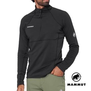 【Mammut 長毛象】Taiss ML Half Zip Pull 彈性保暖立領半拉鍊長袖排汗衣 黑色 男款 #1014-07340