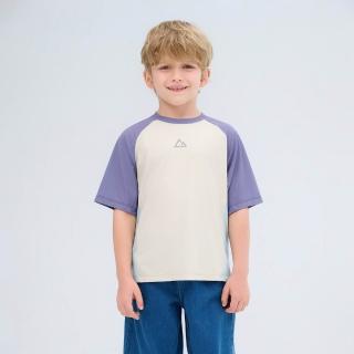 【GIORDANO 佐丹奴】童裝涼感抗UV寬鬆落肩T恤 G-MOTION系列(92 迷霧紫X卡其X迷霧藍)