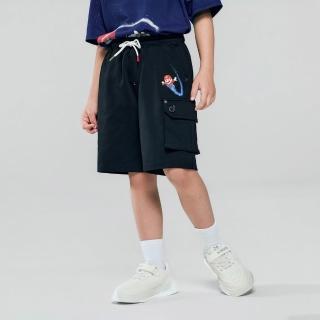 【GIORDANO 佐丹奴】童裝彈力印花短褲 超級瑪利歐銀河電影版系列(09 標誌黑)