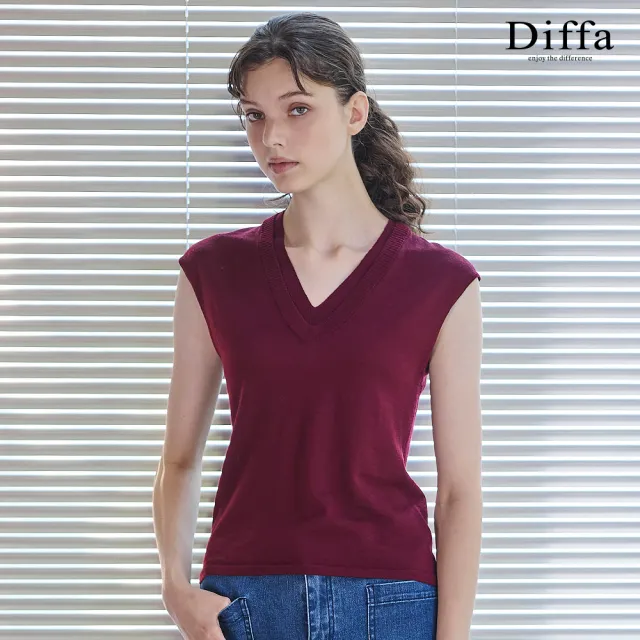 【Diffa】V領無袖毛衣-女
