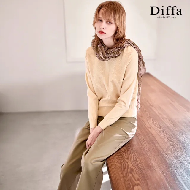 【Diffa】V領菱格織紋線衫-女