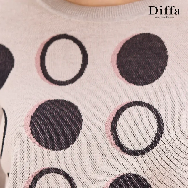 【Diffa】撞色波點織紋線衫-女