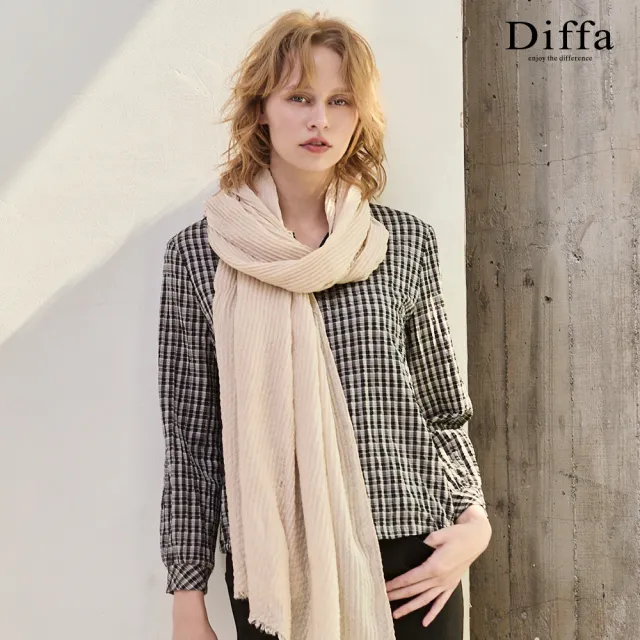 【Diffa】黑白格織紋上衣-女