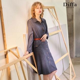 【Diffa】美型剪裁長袖連身洋裝-女