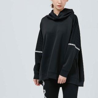 【SKY YARD】網路獨賣款-袖口拼接網格長袖帽T-黑色