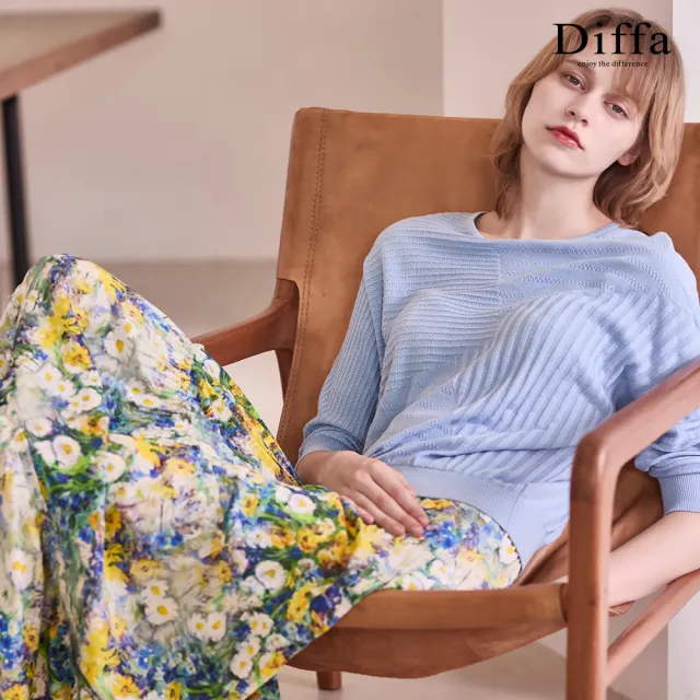 【Diffa】立體織紋連袖線衫-女