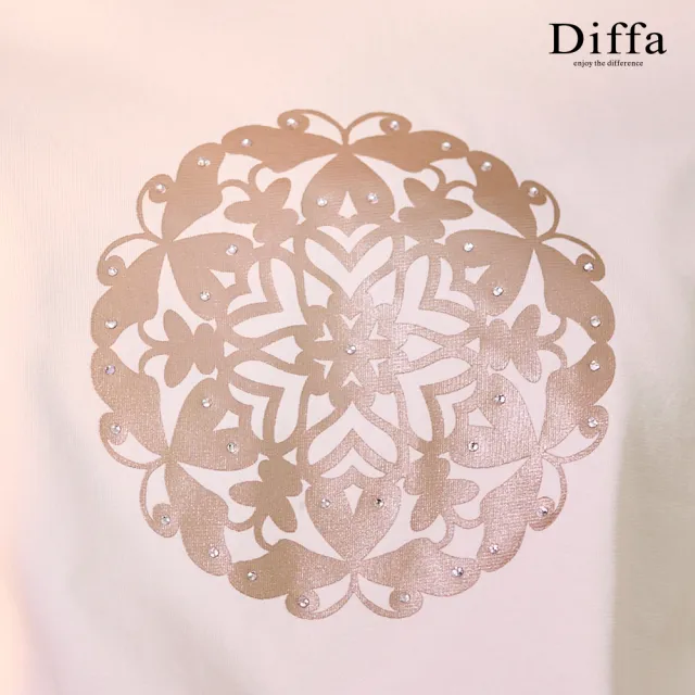 【Diffa】剪紙印花圖騰速乾抗UV針織衫-女