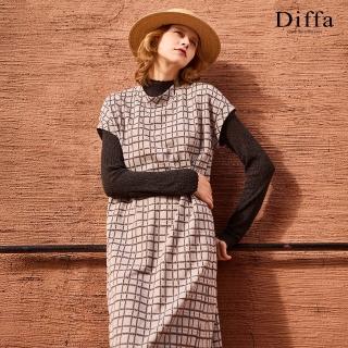 【Diffa】灰格織紋連身洋裝-女