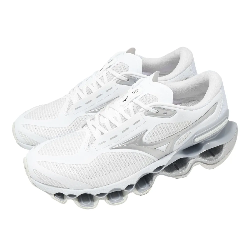 MIZUNO 美津濃】慢跑鞋Wave Prophecy 15 男女鞋白銀彈力緩衝鏤空