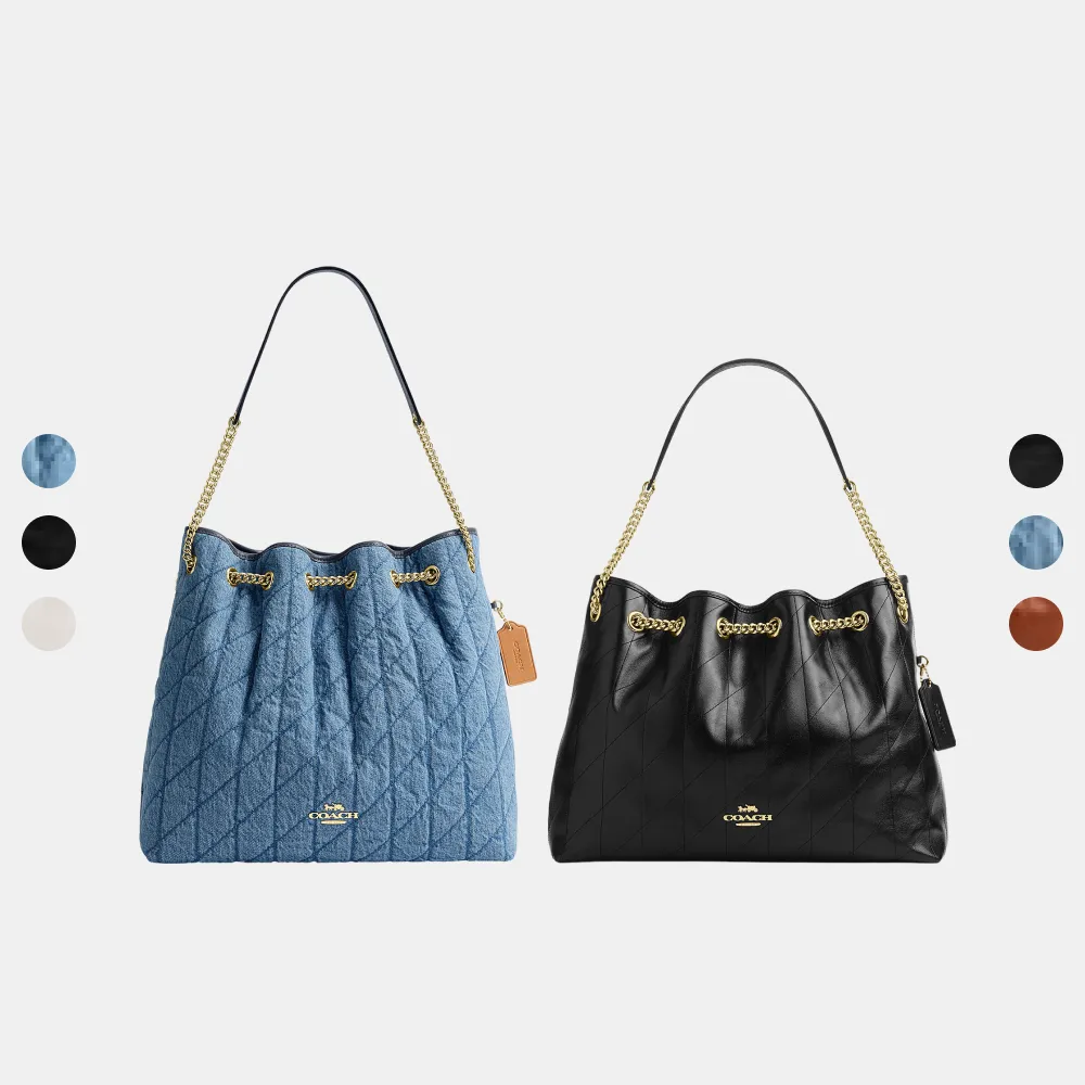 【COACH】蔻馳官方直營 EVELYN 絎縫細節單肩手袋 單肩包 掛件裝飾 大號-多款任選(CES33/CDR00)