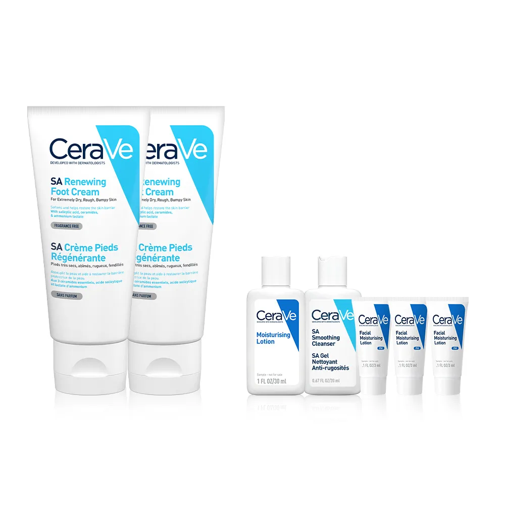 【CeraVe 適樂膚】煥膚修護雙入組★B3水楊酸煥膚修護美體霜 88ml(足部專用)