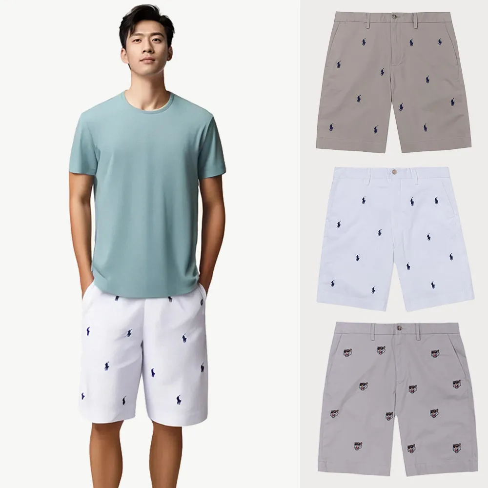 【RALPH LAUREN】RL POLO 經典刺繡滿版休閒短褲-多色選(平輸品)
