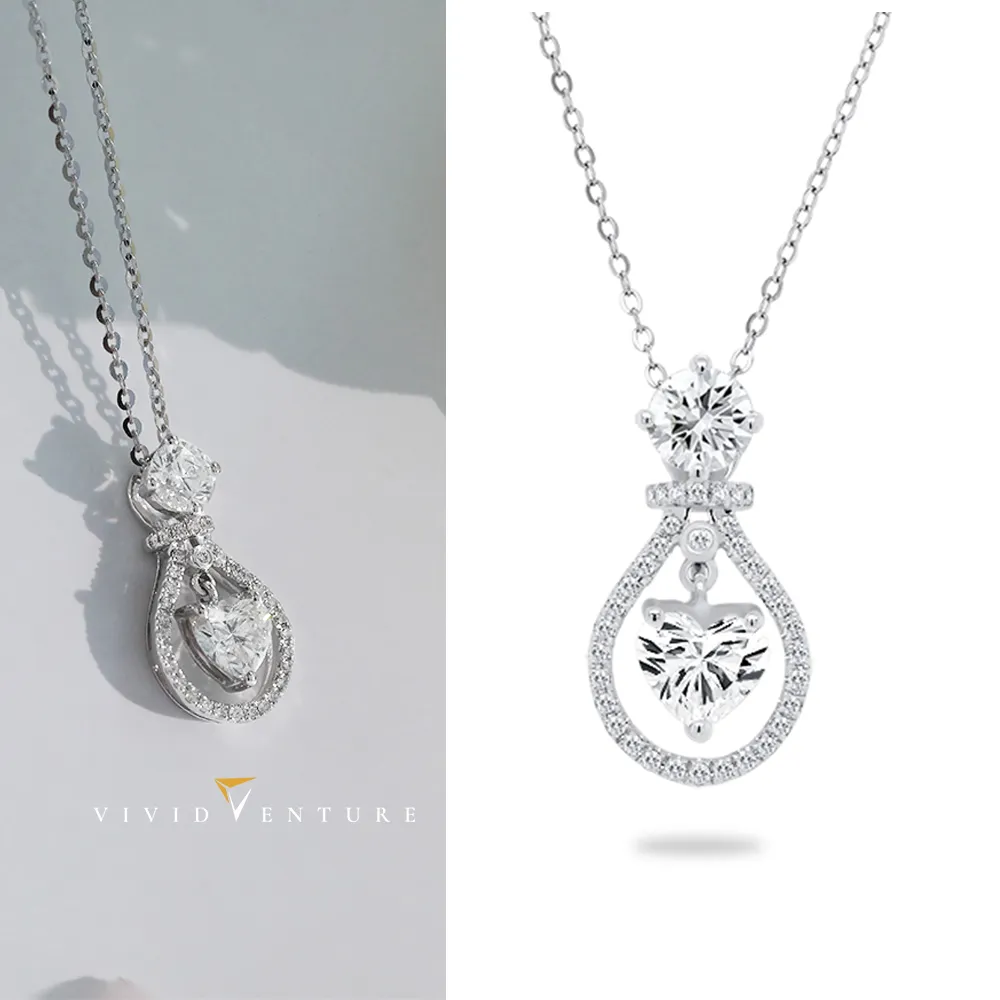 【Vividventure 亞帝芬奇】18K金 GIA 80分 FSI2 雙主石 天然鑽石 真鑽 項鍊 自信風采
