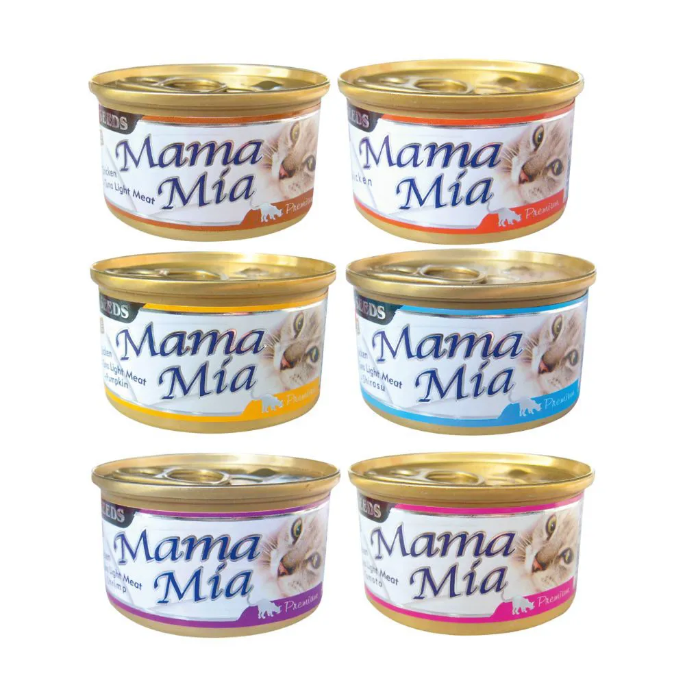 【Seeds 聖萊西】MamaMia 純白肉貓餐罐 85g*24入組(貓罐頭、貓餐包、貓主食 全齡貓)