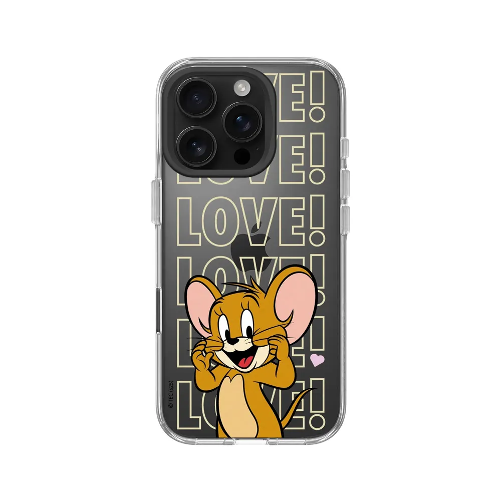 【RHINOSHIELD 犀牛盾】iPhone 15系列 Clear 抗黃化透明防摔手機殼/傑利鼠愛心(湯姆貓與傑利鼠)