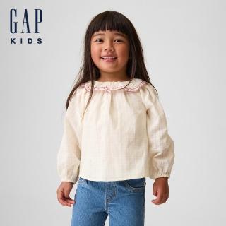 【GAP】嬰兒及幼兒荷葉領長袖上衣-象牙白(912282)