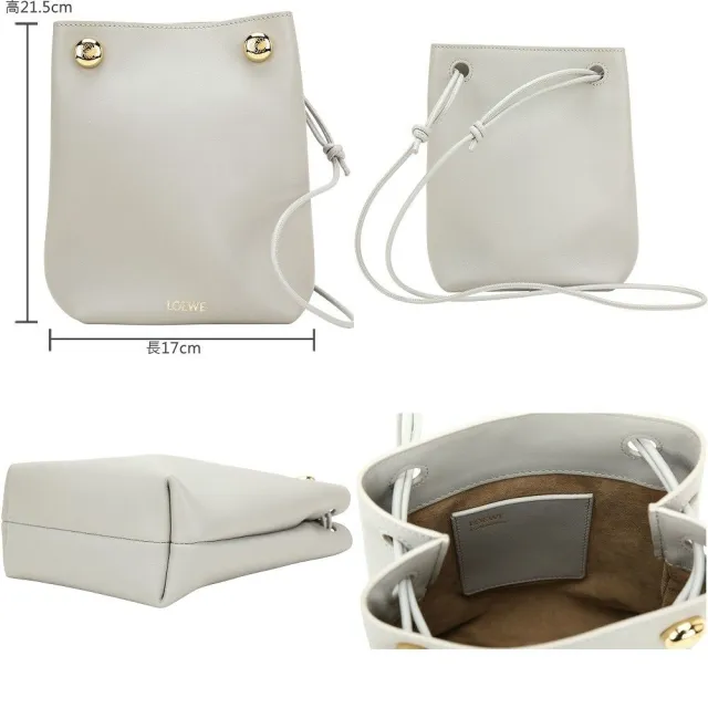 【LOEWE 羅威】Anagram Pebble 新版 雙卵石金壓紋小牛皮肩 斜背骰子包(多色 真皮 隨身小包 側背包)