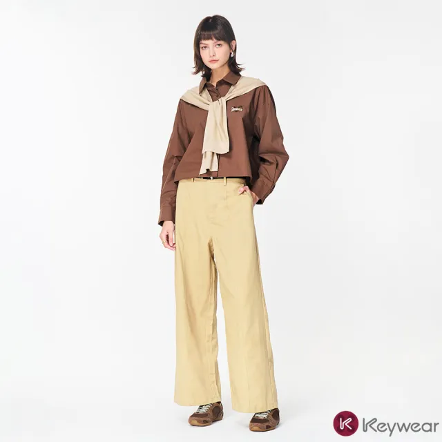 【KeyWear 奇威名品】俐落剪裁工裝寬褲/休閒寬褲(多款任選)