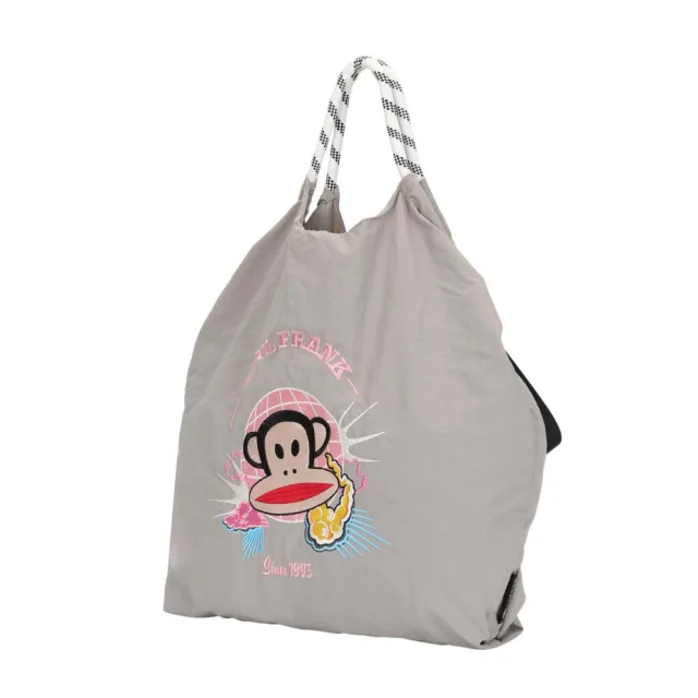【Paul Frank 大嘴猴】官方直營  品牌刺繡托特包(淺灰色/黑色/中卡其色)