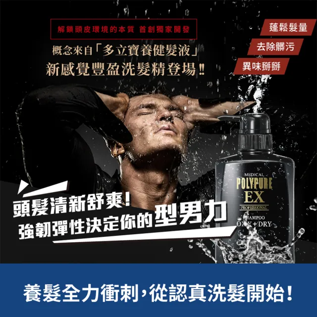 【Polypure 多立寶】豐盈洗髮精350ml(一袋女王強推 東森報導 頭皮養護 控油蓬鬆 油性頭皮 去除異味)
