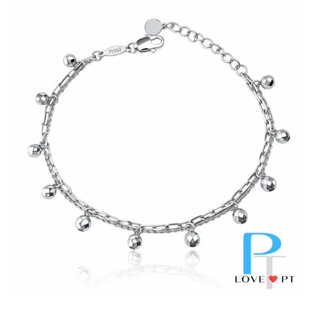 【love pt】PT950鉑金手鍊/白金手鍊 雙層切面珠手鍊 亮面拋光女款百搭手鍊 (鼎元珠寶 鉑金 A172)